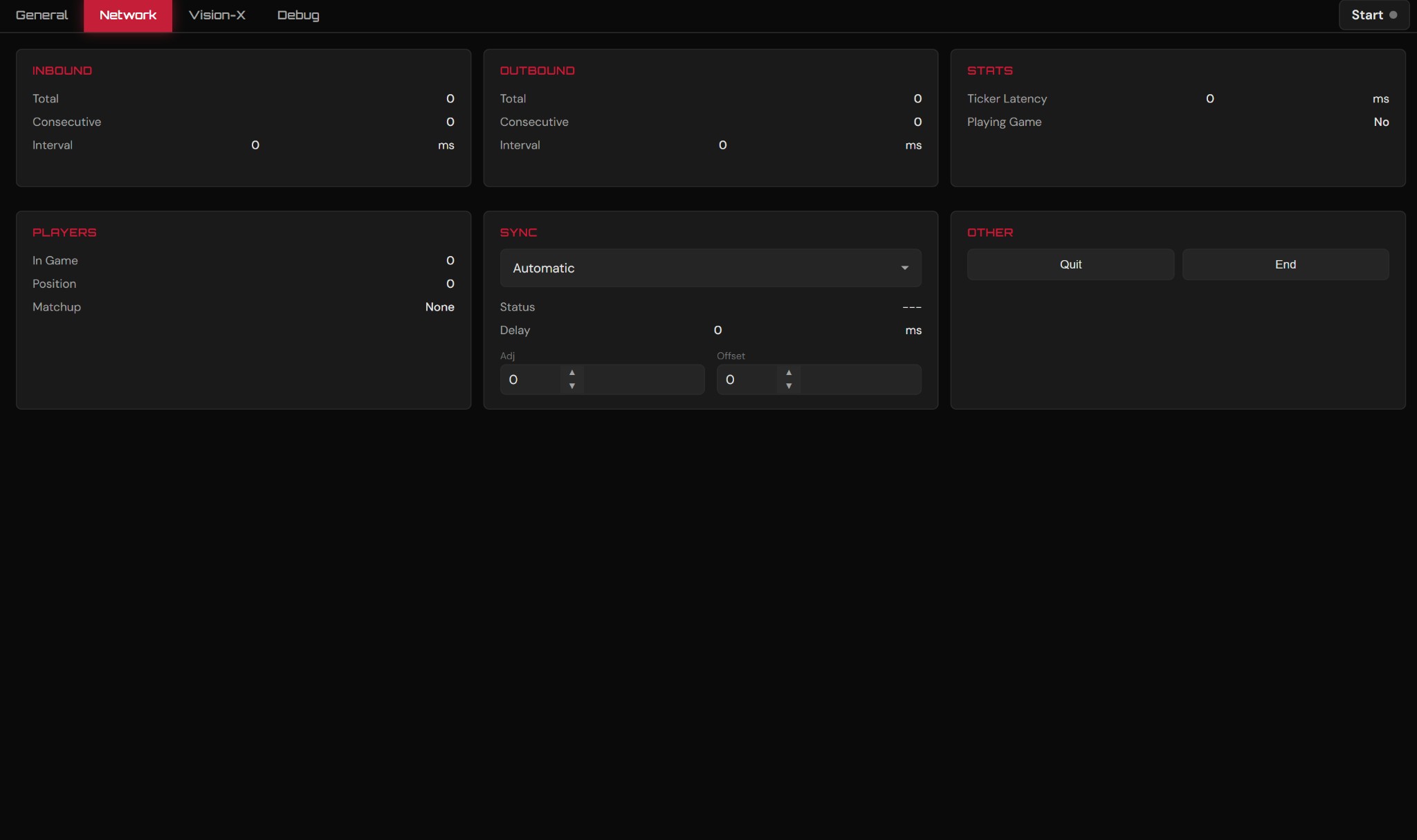Vision-X Network panel